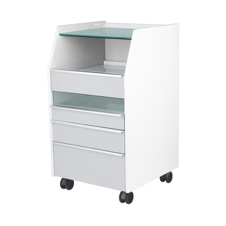 ActiveShop 984 Podiatry Trolley Grey - front view showing the storage and construction details