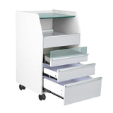ActiveShop 984 Podiatry Trolley Grey - front view showing the storage and construction details