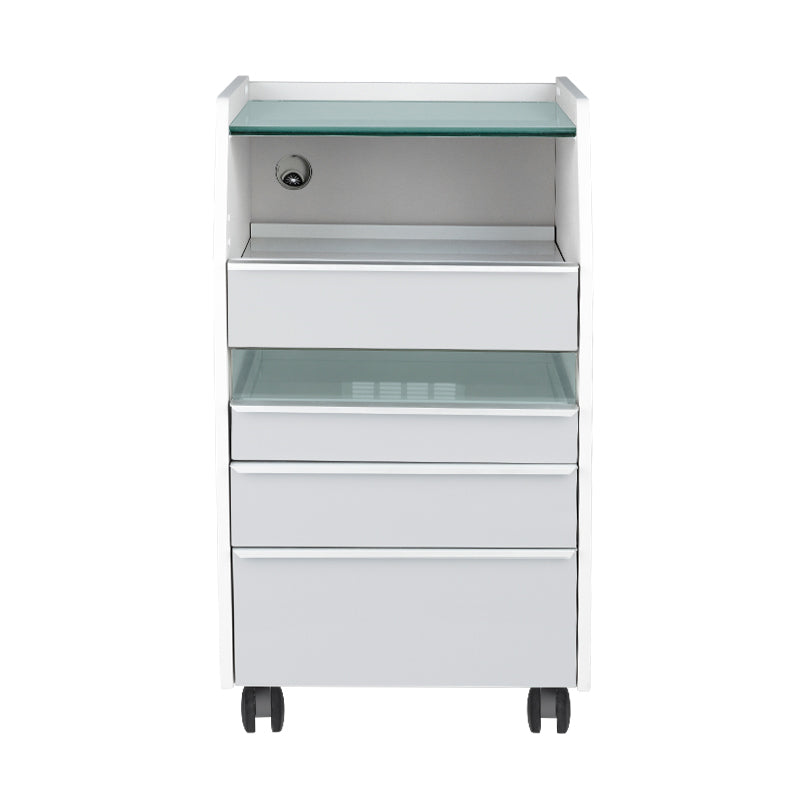 ActiveShop 984 Podiatry Trolley Grey - front view showing the storage and construction details