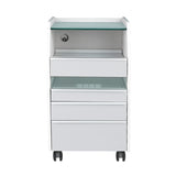ActiveShop 984 Podiatry Trolley Grey - front view showing the storage and construction details