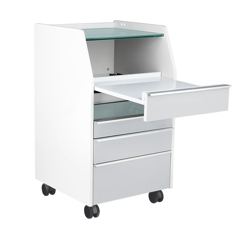ActiveShop 984 Podiatry Trolley Grey - front view showing the storage and construction details