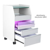ActiveShop 984 Podiatry Trolley Grey - front view showing the storage and construction details