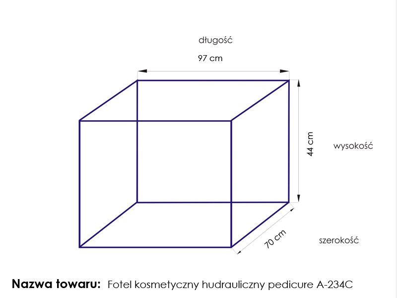 ActiveShop A-234C Hydraulic Pedicure Bed White - dimensions and measurements shown