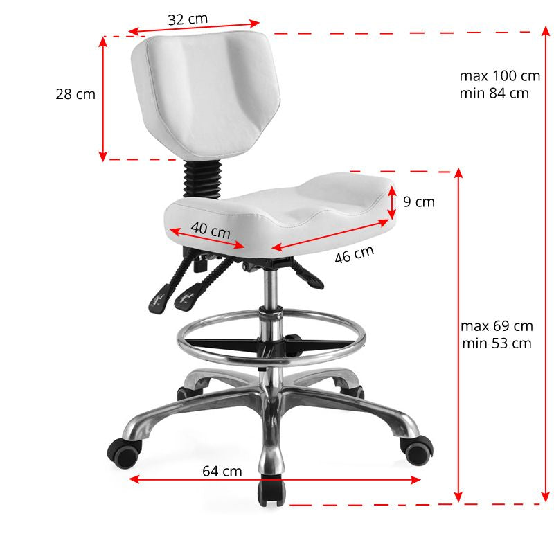 ActiveShop A-4299 Beauty Chair White - dimensions and measurements shown
