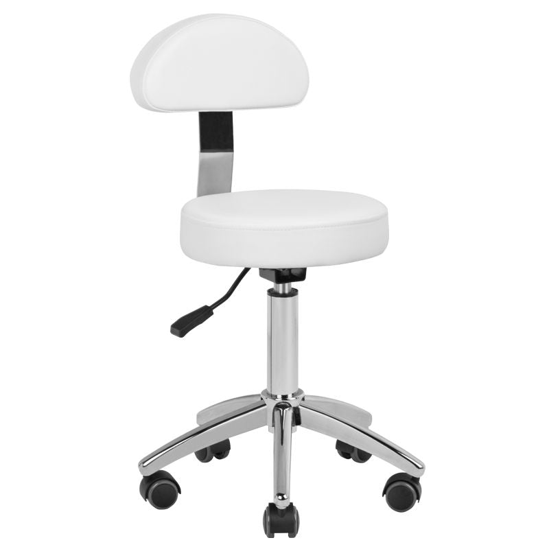 ActiveShop AM-304 Beauty Chair White & Silver - full product view at an angle on a white background
