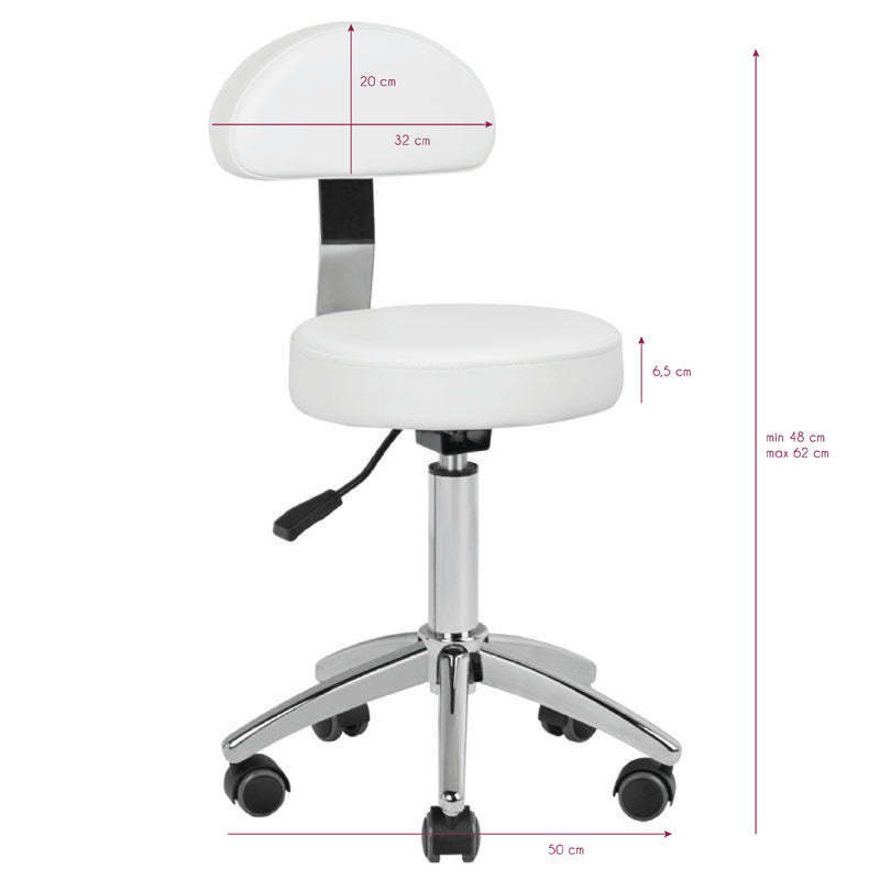 ActiveShop AM-304 Beauty Chair White & Silver - full product view on a white background
