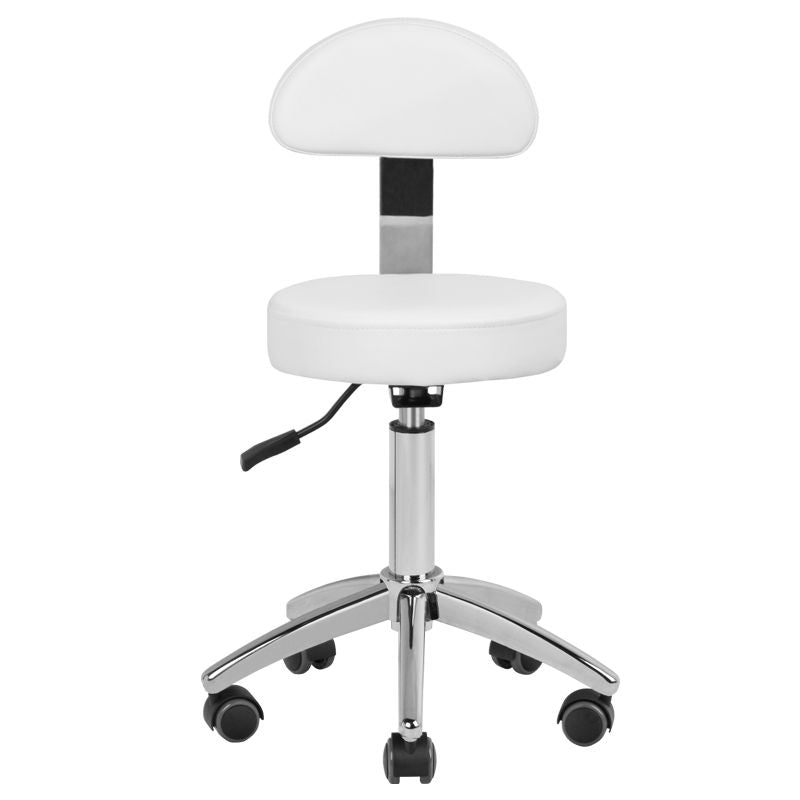 ActiveShop AM-304 Beauty Chair White & Silver - close-up of the upholstery and adjustment details
