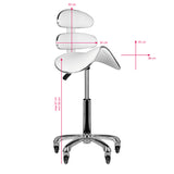 ActiveShop AM-880 Height-Adjustable Beauty Chair White - dimensions and measurements shown