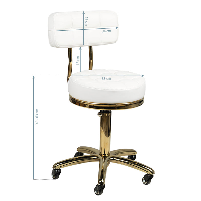 ActiveShop AM-961 Beauty Chair White & Gold - full product view on a white background