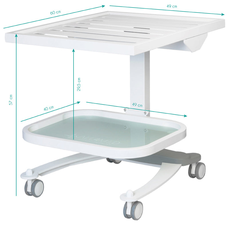 ActiveShop Autoclave Atlas Table Trolley - dimensions and measurements shown