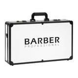 ActiveShop Barber Hairdressing Case White & Black - arranged with the included components on a white background