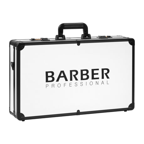 ActiveShop Barber Hairdressing Case White & Black - arranged with the included components on a white background