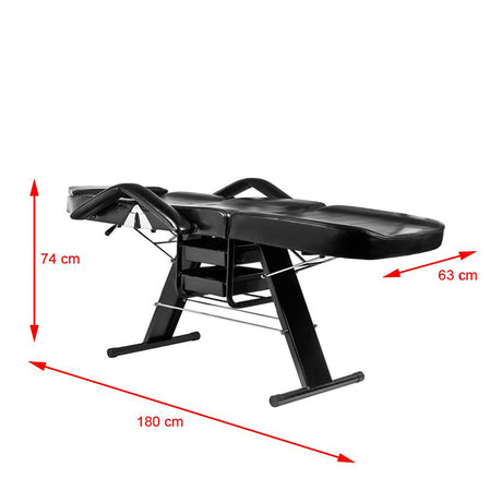 ActiveShop Basic 202 Beauty Bed Black - dimensions and measurements shown
