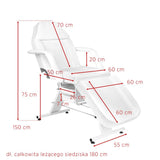 ActiveShop Basic 202 Beauty Bed With Trays White - dimensions and measurements shown
