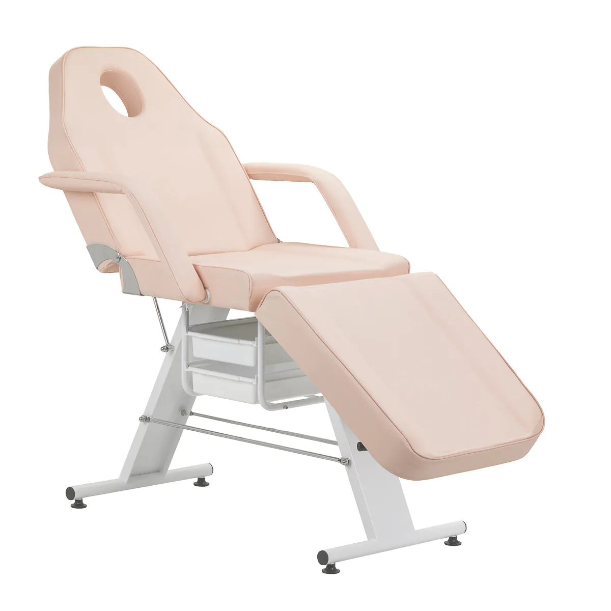 ActiveShop Basic 202 Hydraulic Beauty Bed With Trays Pink - full product view on a white background