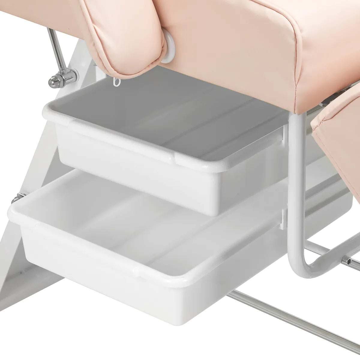 ActiveShop Basic 202 Hydraulic Beauty Bed With Trays Pink - displayed in a professional treatment-room setting