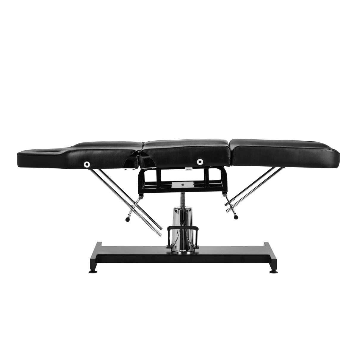 ActiveShop Basic 210 Hydraulic Beauty Bed Black - close-up showing the headrest, upholstery and adjustment controls