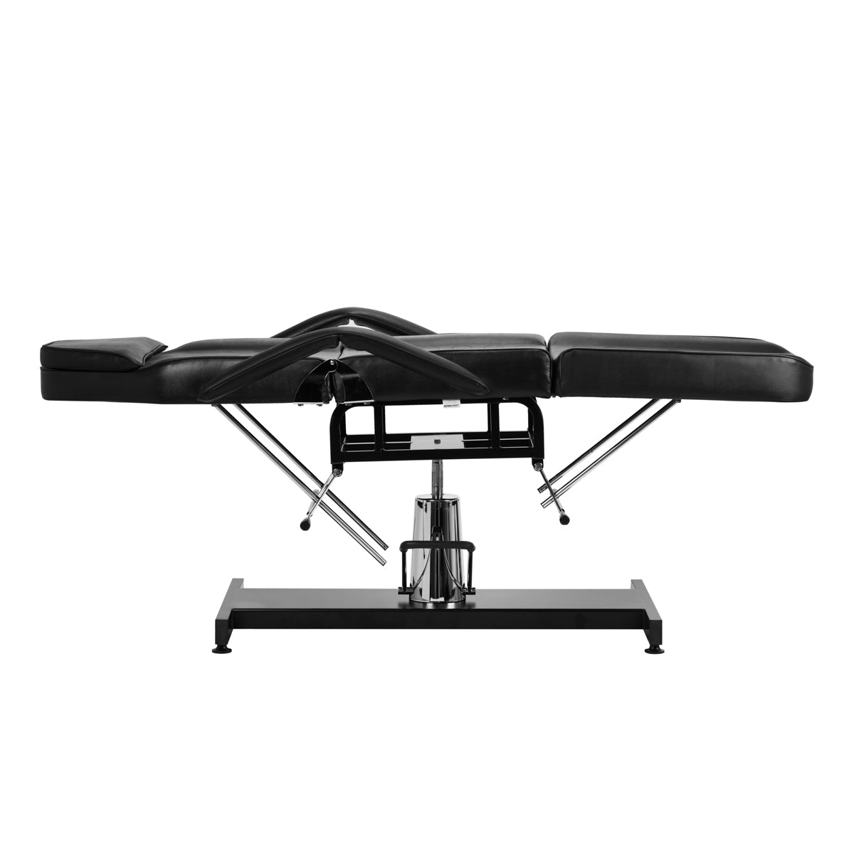 ActiveShop Basic 210 Hydraulic Beauty Bed Black - close-up showing the headrest, upholstery and adjustment controls