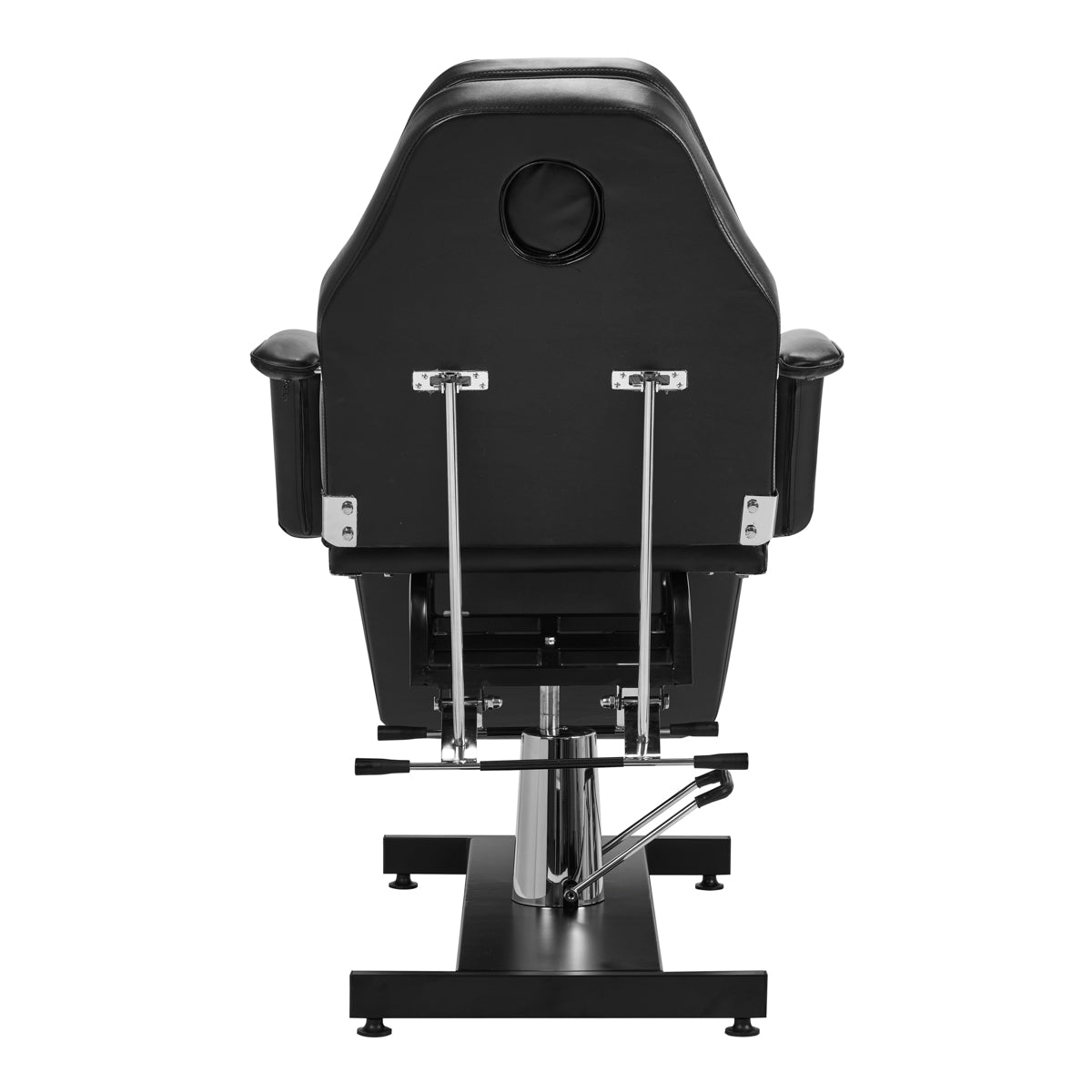 ActiveShop Basic 210 Hydraulic Beauty Bed Black - close-up showing the headrest, upholstery and adjustment controls