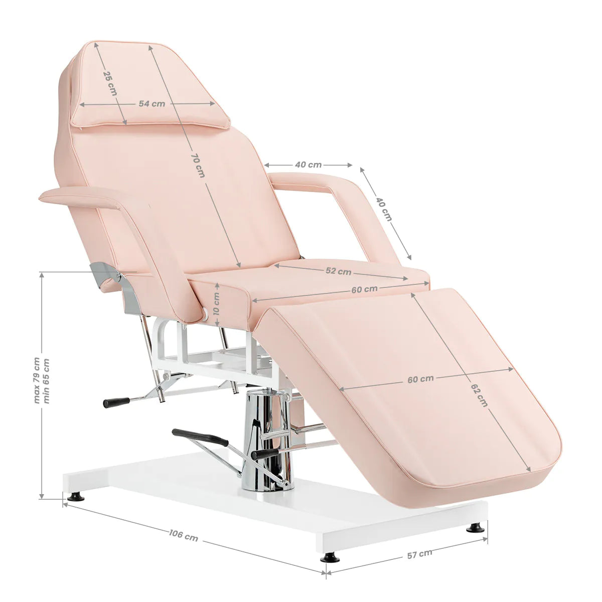 ActiveShop Basic 210 Hydraulic Beauty Bed Pink - full product view on a white background