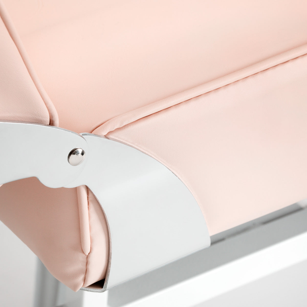 ActiveShop Basic 210 Hydraulic Beauty Bed Pink - close-up of the upholstery and construction details