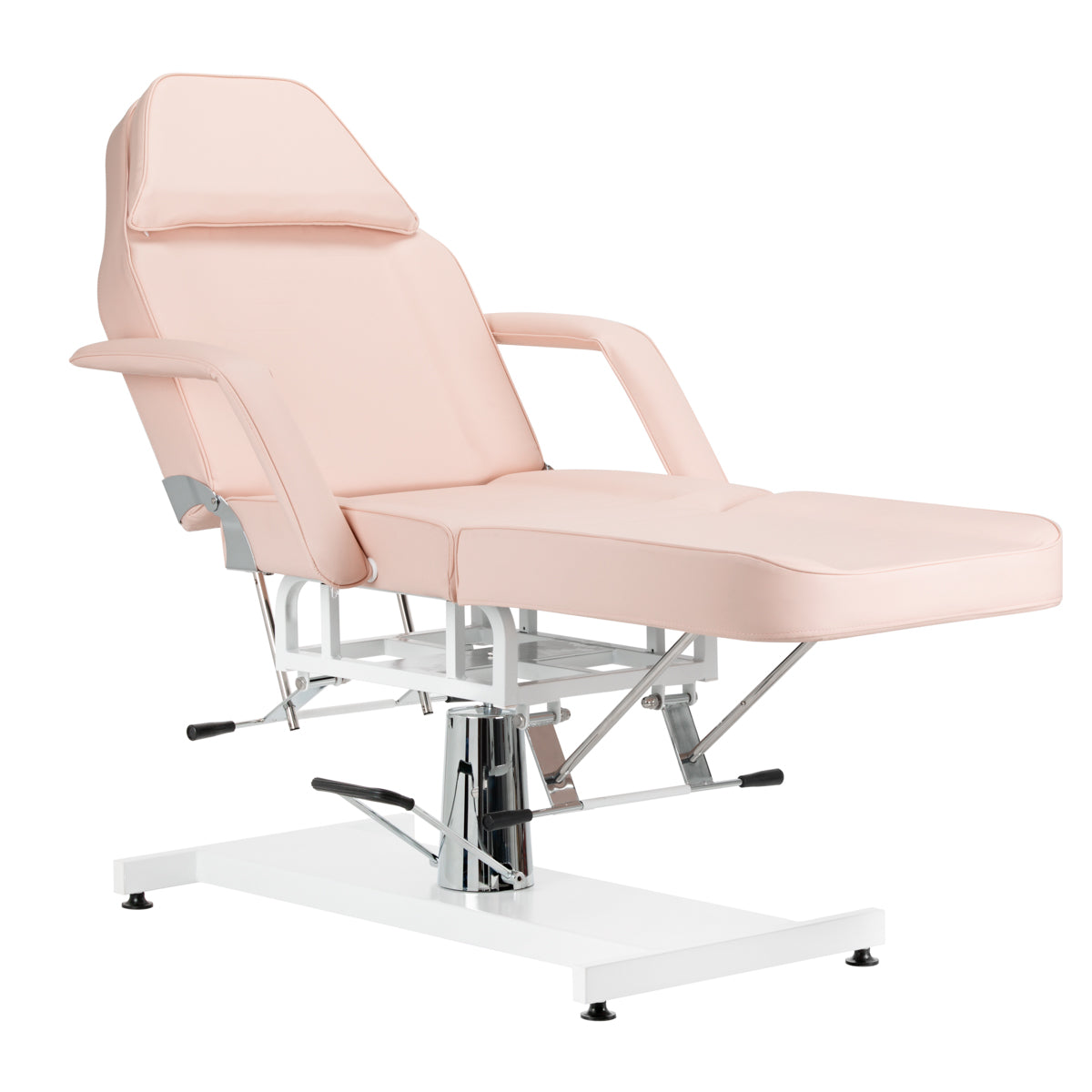 ActiveShop Basic 210 Hydraulic Beauty Bed Pink - close-up showing the headrest, upholstery and adjustment controls