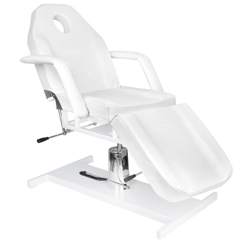 ActiveShop Cosmetic Chair Hydraulic Basic 210 White OUTLET with a headrest hole, designed for professional beauty treatments.