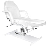 ActiveShop Cosmetic Chair Hydraulic Basic 210 White OUTLET in a reclined position, showcasing its adjustable features.