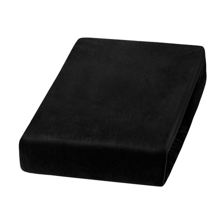 ActiveShop Beauty Chair / Bed Sheet Elastic Cover 70cm × 190cm Velour Black - full product view at an angle on a white background