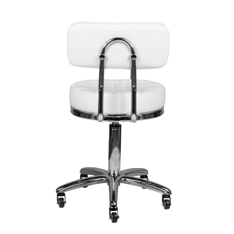 ActiveShop Beauty Stool AM-877 White - close-up of the upholstery and adjustment details