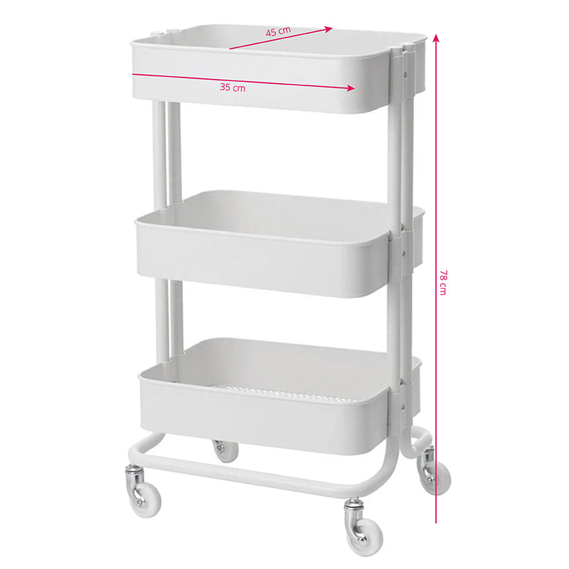ActiveShop Beauty Trolley HS05 White - front view showing the storage and construction details