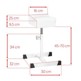 ActiveShop Bell Height-Adjustable Pedicure Footrest White - dimensions and measurements shown