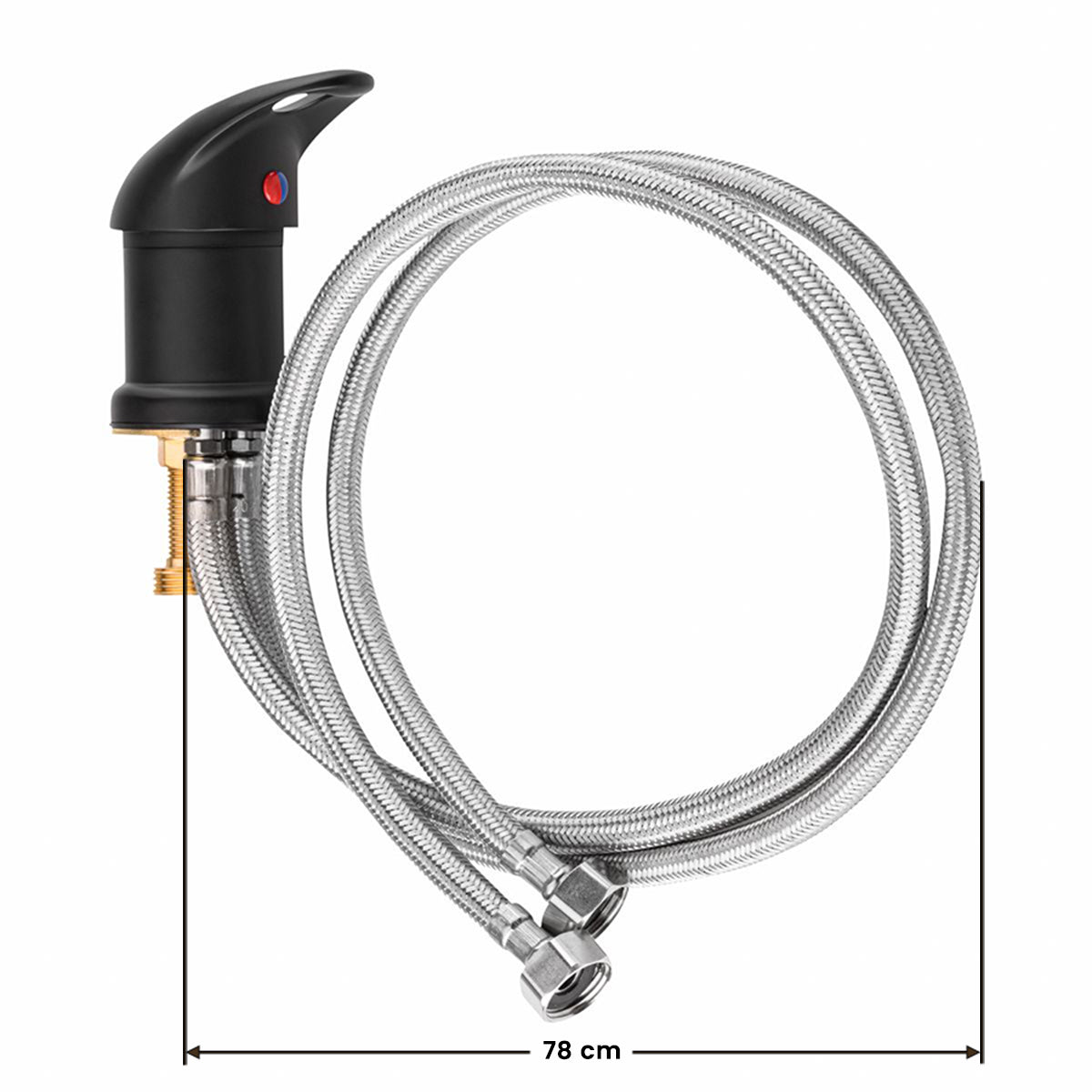 ActiveShop Black Backwash Unit Mixer Tap - dimensions and measurements shown