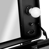 ActiveShop Case Portable Makeup Stand T-27 Black - portable makeup station opened to show the mirror and storage trays