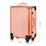 ActiveShop Case Portable Makeup Stand T-27 Rose Gold - portable makeup station opened to show the mirror and storage trays