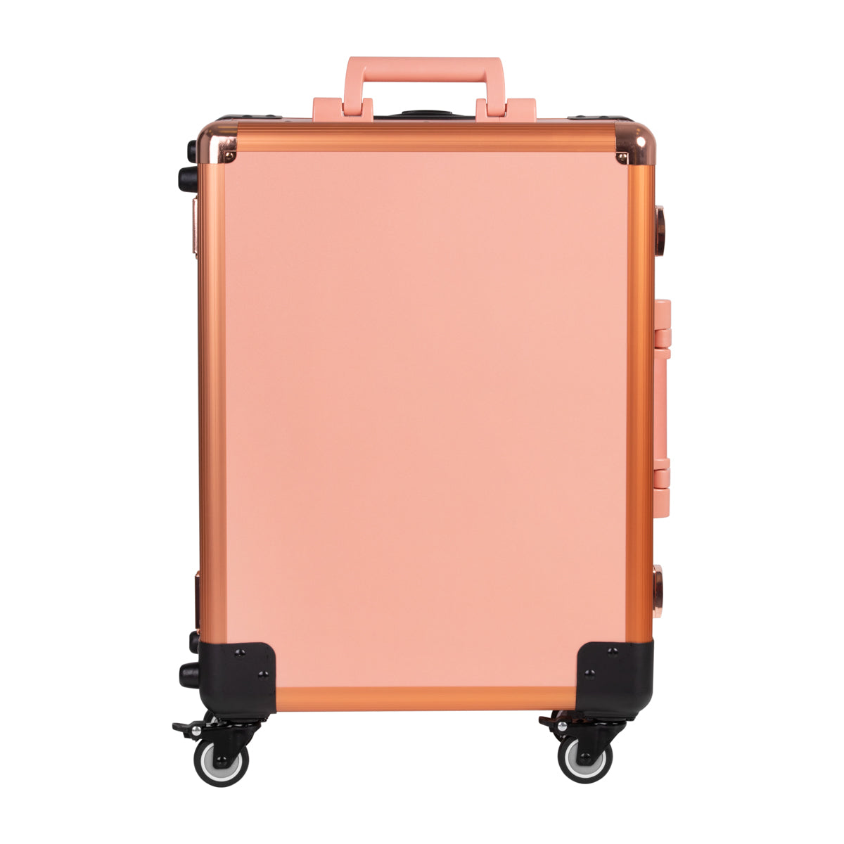 ActiveShop Case Portable Makeup Stand T-27 Rose Gold - portable makeup station opened to show the mirror and storage trays
