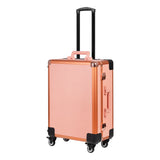 ActiveShop Case Portable Makeup Stand T-27 Rose Gold - portable makeup station opened to show the mirror and storage trays
