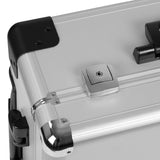 ActiveShop Case Portable Makeup Stand T-27 Silver - portable makeup station opened to show the mirror and storage trays