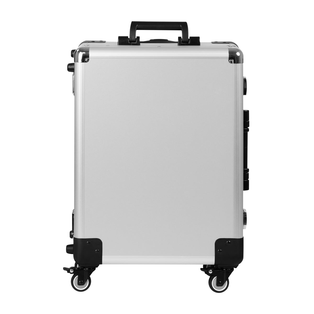 ActiveShop Case Portable Makeup Stand T-27 Silver - portable makeup station opened to show the mirror and storage trays