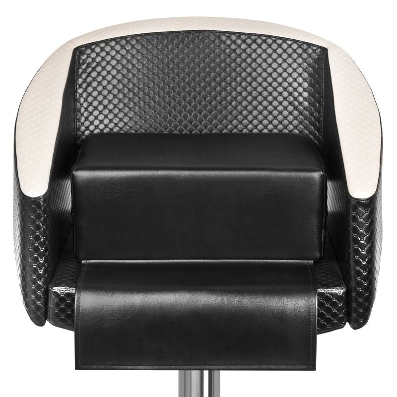 ActiveShop Children's Barber Chair Booster Seat Black - reclined side view with the footrest extended