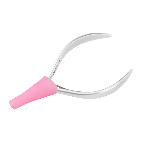 ActiveShop Cuticle Nippers Silicone Cover Pink - stainless-steel nippers with the cutting jaws visible on a white background