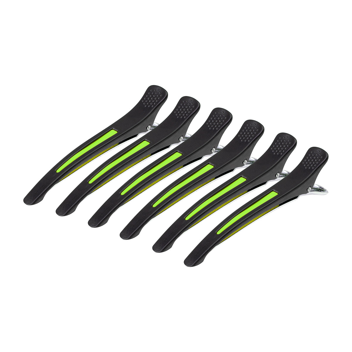 ActiveShop E-13 Hair Sectioning Clips 11.5cm Neon Mix - 6 Pack - isolated on a white background