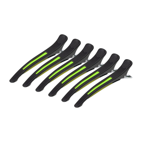 ActiveShop E-13 Hair Sectioning Clips 11.5cm Neon Mix - 6 Pack - isolated on a white background