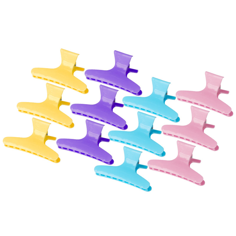 ActiveShop E-47 Hair Sectioning Clips 8.2cm Assorted Colours - 12 Pack - isolated on a white background