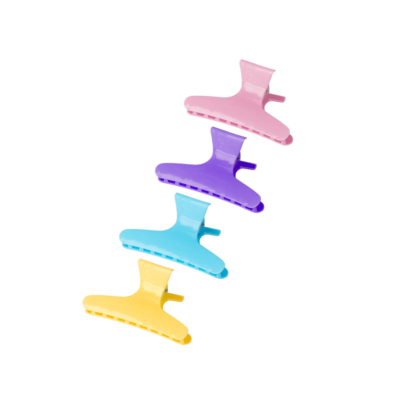ActiveShop E-47 Hair Sectioning Clips 8.2cm Assorted Colours - 12 Pack - arranged with the included components on a white background