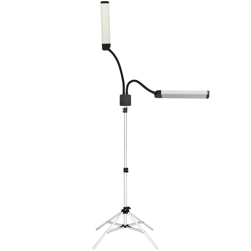 ActiveShop Eyelashes & Makeup LED Lamp Polluks II Black & Silver MSP-lD01 - LED treatment lamp with adjustable light arms on a white background