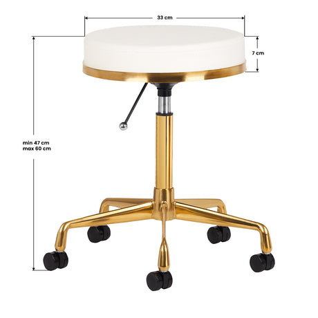 ActiveShop H4 Beauty Stool White & Gold - dimensions and measurements shown