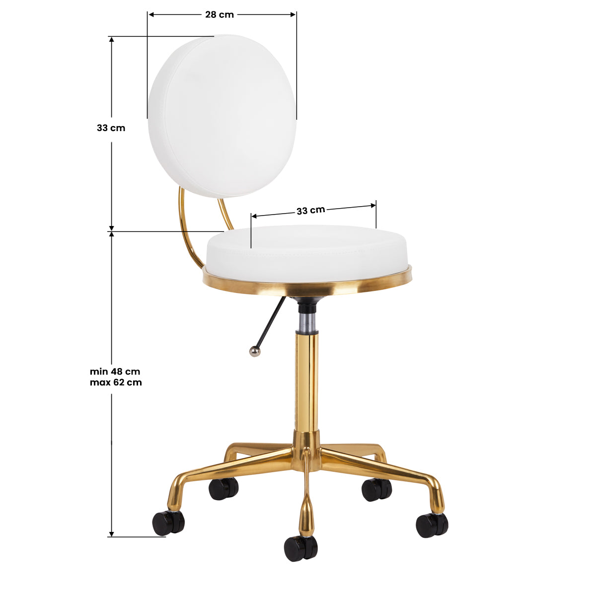 ActiveShop H5 Beauty Chair White & Gold - close-up of the upholstery and adjustment details