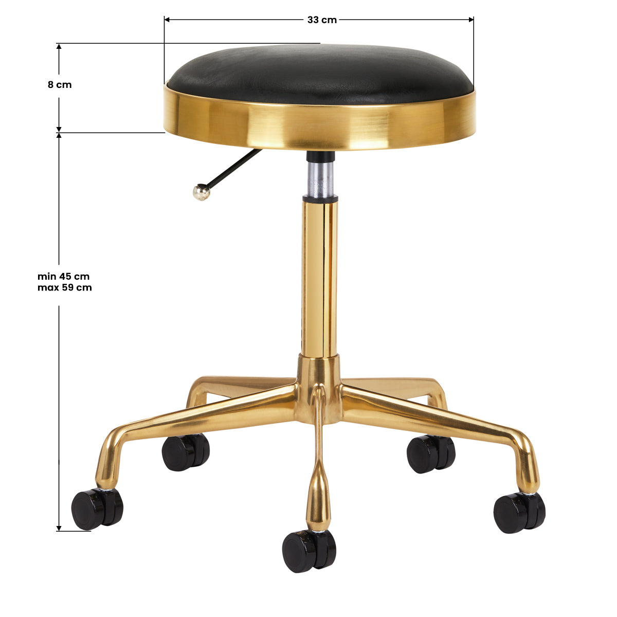 ActiveShop H7 Beauty Stool Black & Gold - full product view on a white background