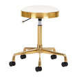 ActiveShop H7 Beauty Stool White & Gold - full product view at an angle on a white background